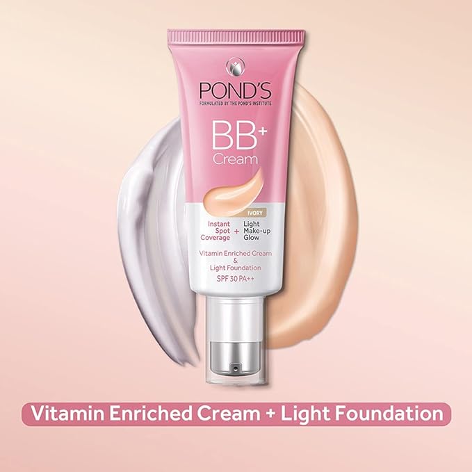 POND'S BB+ Cream, Instant Spot Coverage + Natural Glow, 02 Medium 30 g