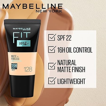 Maybelline New York Fit Me Matte+Poreless Liquid Foundation Tube (18ml)