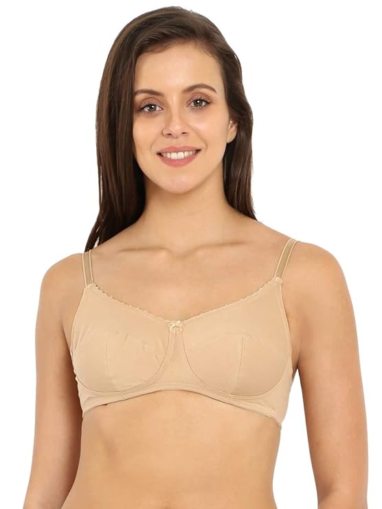 Women's Wirefree Non Padded Super Combed Cotton Elastane St Everyday Bra  and Adjustable Straps