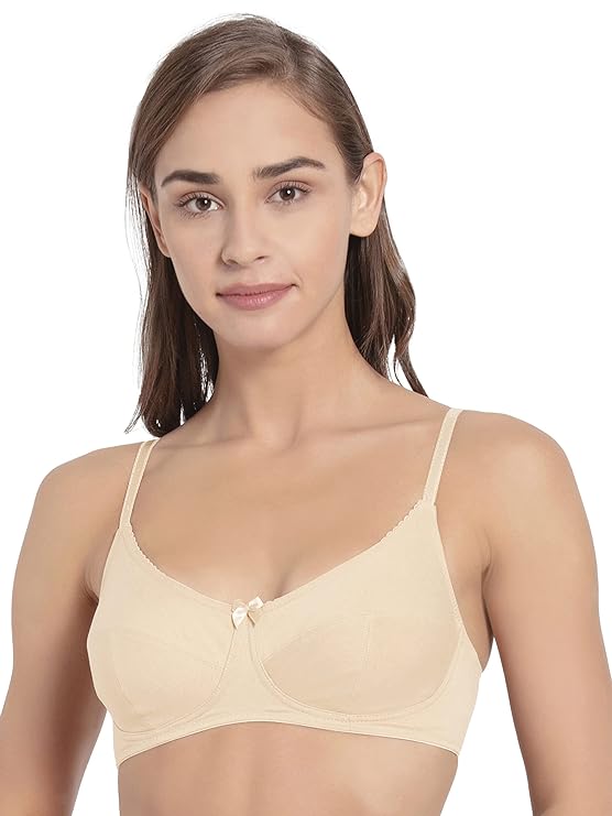 Women's Wirefree Non Padded Super Combed Cotton Elastane Stretch Full  Coverage Everyday Bra with Soft Adjustable Straps - Black