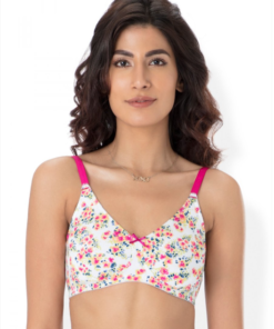 PrettySecrets Cotton Full Cover Wireless Bra | B0001-IVORY-FLORAL