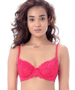 PrettySecrets Pink Lace Underwired Non Padded Everyday Bra