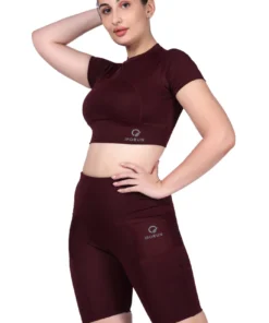 IRORUN Stitch Mock Neck / Women's Sports Top (Wine)