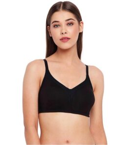 Enamor Innovations Fabcool Full Support Everyday Full Figure Bra - Jiggle Control and Antimicrobial, Non-Padded, Wirefree, Full Coverage Women's Bra - AB75 (Available in Plus Sizes) (Black)