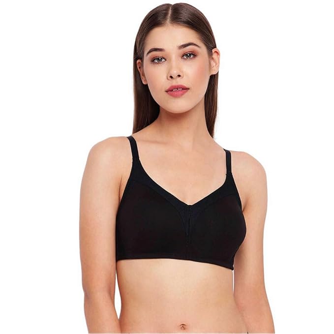 Enamor Innovations Fabcool Full Support Everyday Full Figure Bra - Jiggle Control and Antimicrobial, Non-Padded, Wirefree, Full Coverage Women's Bra - AB75 (Available in Plus Sizes) (Black)