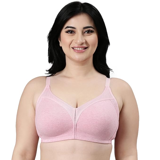 Enamor Innovations Fabcool Full Support Everyday Full Figure Bra - Jiggle Control and Antimicrobial, Non-Padded, Wirefree, Full Coverage Women's Bra - AB75 (Available in Plus Sizes) (Orchid Melange)