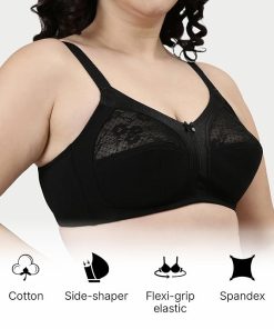 Alternative view of Enamor Innovations Fabcool M-Frame Side Shaper Panel Women's Cotton Everyday Bra - Non Padded, Wirefree, Full Coverage - A014 (Available in Plus Sizes) (Black)