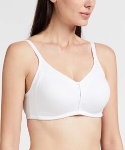 Alternative view of Enamor Innovations Fabcool Full Support Everyday Full Figure Bra - Jiggle Control and Antimicrobial, Non-Padded, Wirefree, Full Coverage Women's Bra - AB75 (Available in Plus Sizes) (White)