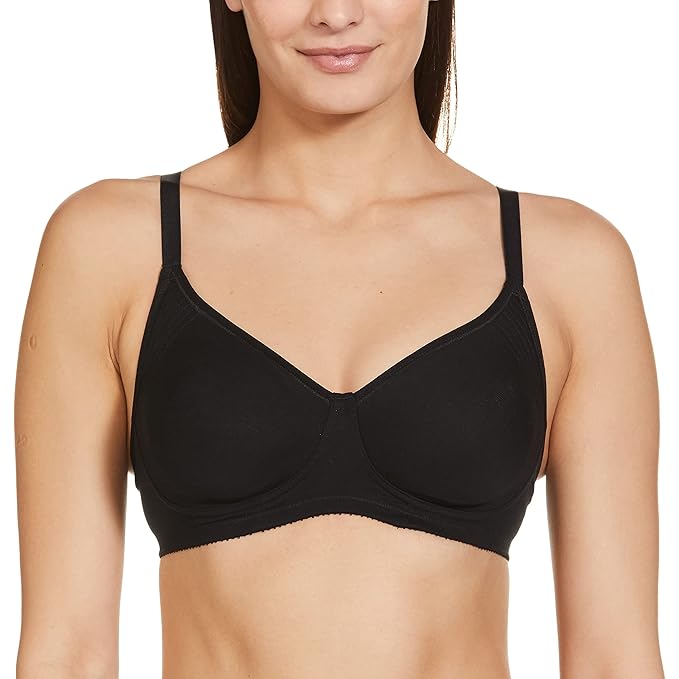 Enamor Innovations Fabcool Encircled Side Support Shaper, Non Padded, Wirefree, High Coverage, Women's Cotton Everyday Bra - A042 (Available in Plus Sizes) Black)