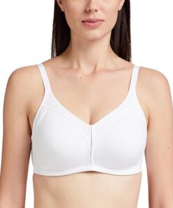 Enamor Innovations Fabcool Full Support Everyday Full Figure Bra - Jiggle Control and Antimicrobial, Non-Padded, Wirefree, Full Coverage Women's Bra - AB75 (Available in Plus Sizes) (White)