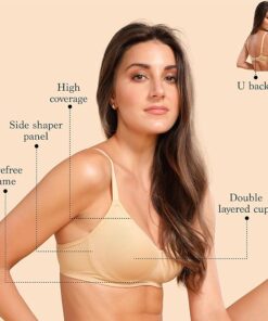 Enamor Innovations Fabcool Encircled Side Support Shaper, Non Padded, Wirefree, High Coverage, Women's Cotton Everyday Bra - A042 (Available in Plus Sizes) Skin