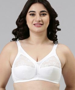 Enamor Innovations Fabcool M-Frame Side Shaper Panel Women's Cotton Everyday Bra - Non Padded, Wirefree, Full Coverage - A014 (Available in Plus Sizes) white