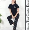 Women’s Cotton Night Suit Set – Soft Round Neck T-Shirt & Printed Pajama Sleepwear, Comfortable Lounge Wear for Women