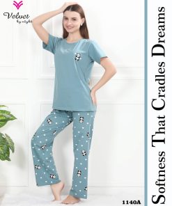 Soft Cotton Panda Print Women’s Night Suit – Velvet By Night Casual Sleepwear Set